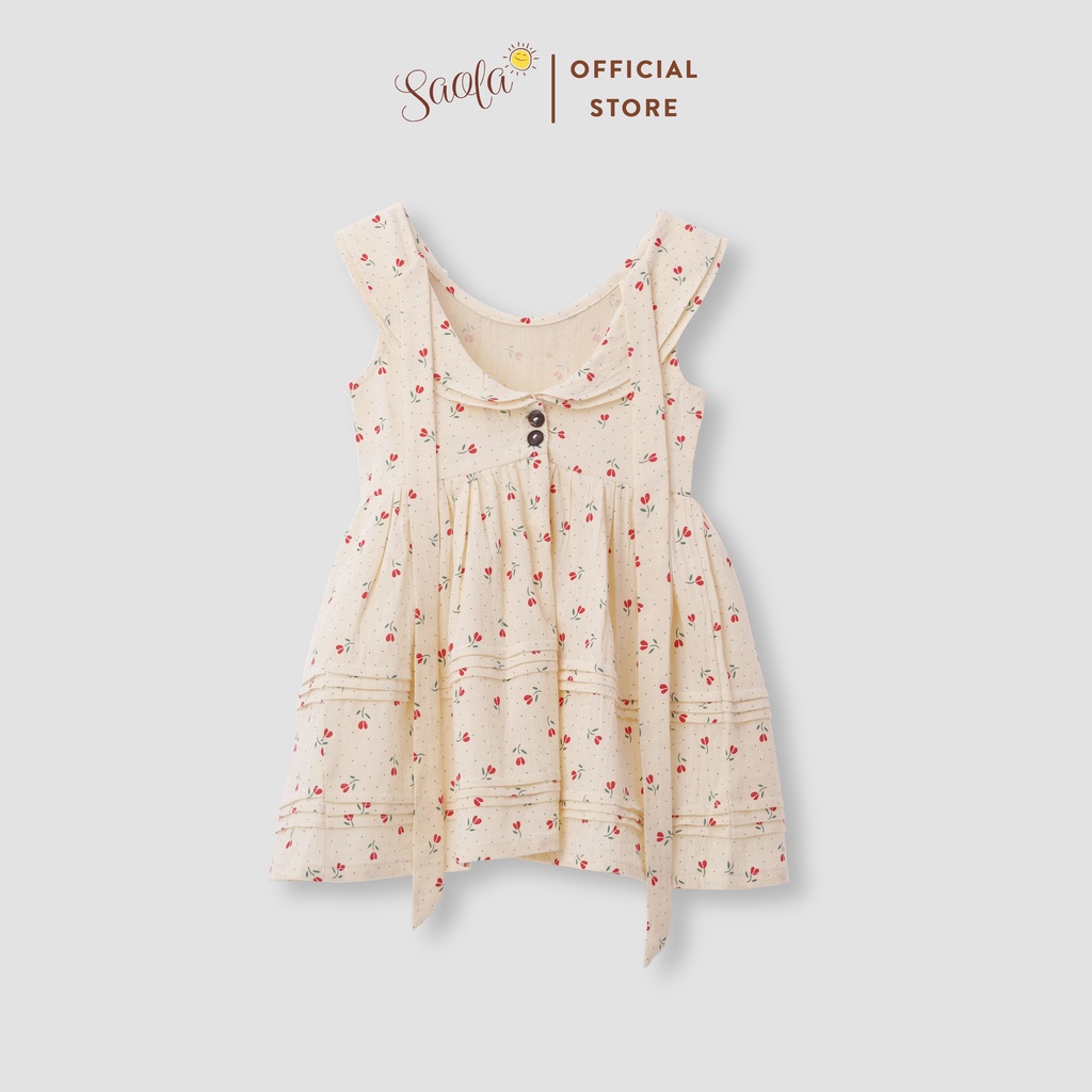 Đầm Bé Gái/ Váy Bé Gái Hoa Nhí Xếp Ly Cổ Tròn Mát Mẻ - DAHLIA DRESS - DRC007 - SAOLA KIDS CLOTHING