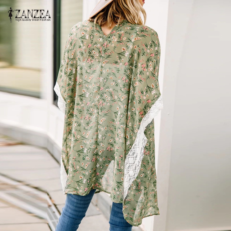 Zanzea Áo Khoác Cardigan Ren Hoa Tay Lửng Dành Cho Nữ