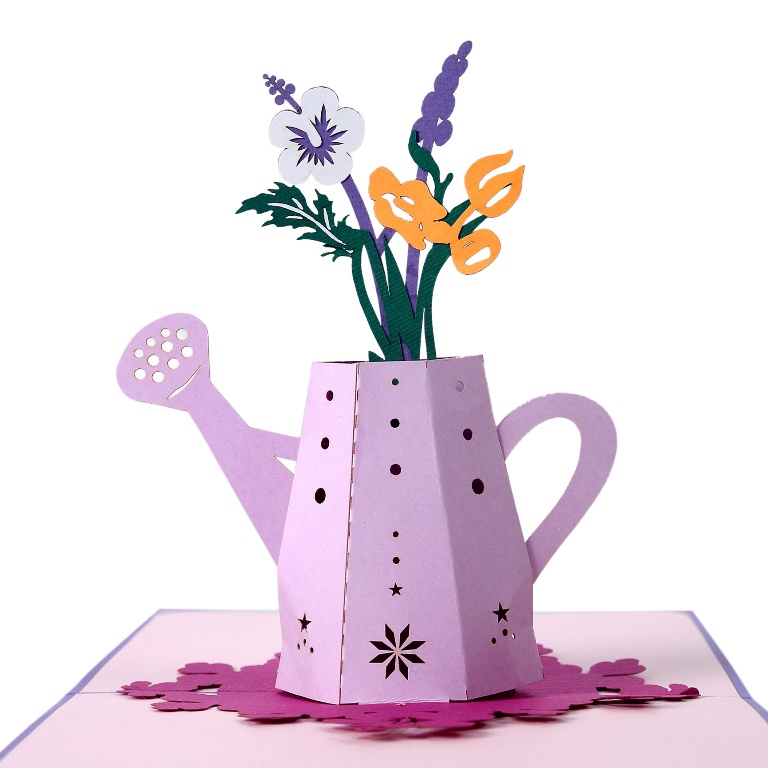 Thiệp 3D Dụng cụ làm vườn, garden's tool, Bình tưới hoa, thiệp nổi popup-card, thiệp handmade HMG