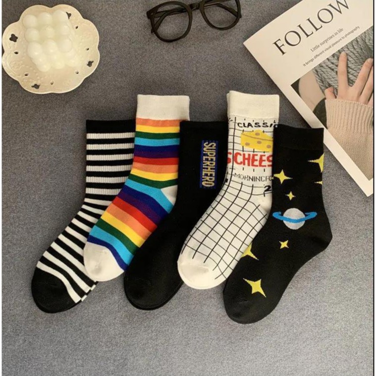 Tất vớ cổ cao phong cách hàn quốc ❤️Free ship❤️ tất cổ cao họa tiết dễ thương mít Store 002