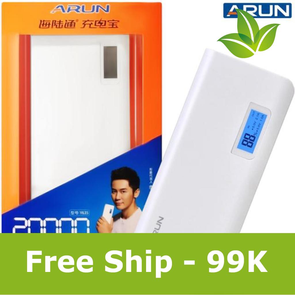 Pin dự phòng Arun 20000mAh có LCD hỗ trợ ship