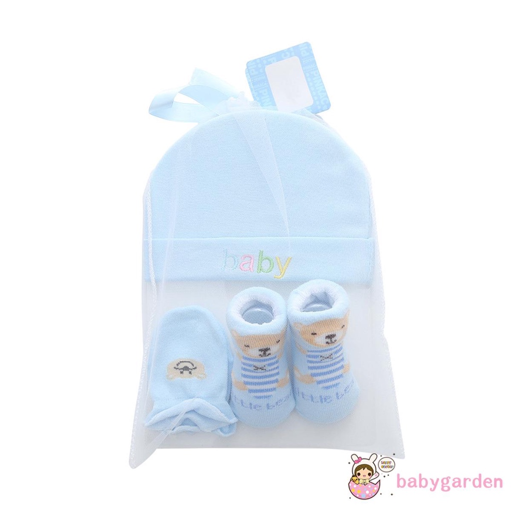 Set Mũ + Găng Tay + Tất Chân Cotton Cho Trẻ Sơ Sinh