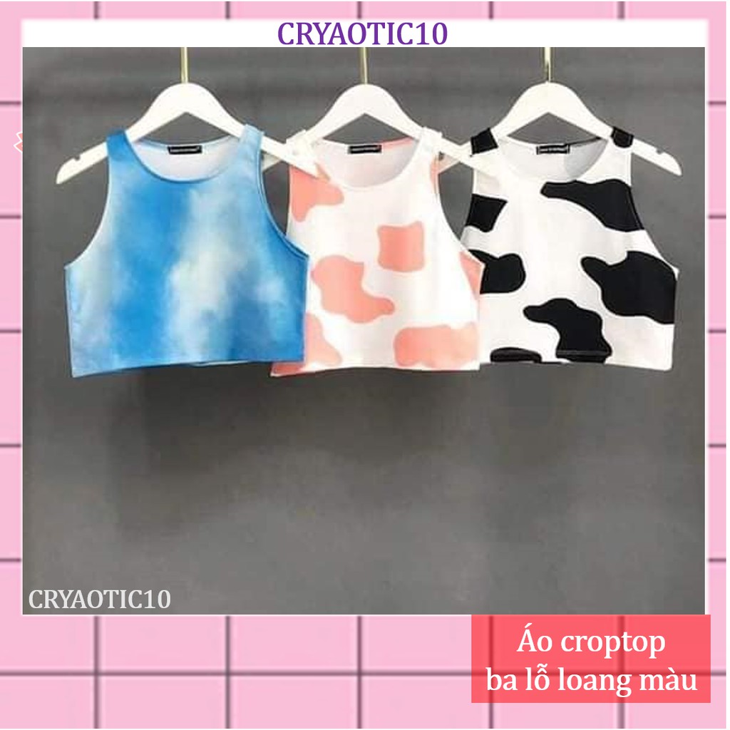 [12 MẪU] Áo ba lỗ nữ croptop bò sữa loang màu tie dye cryaotic10