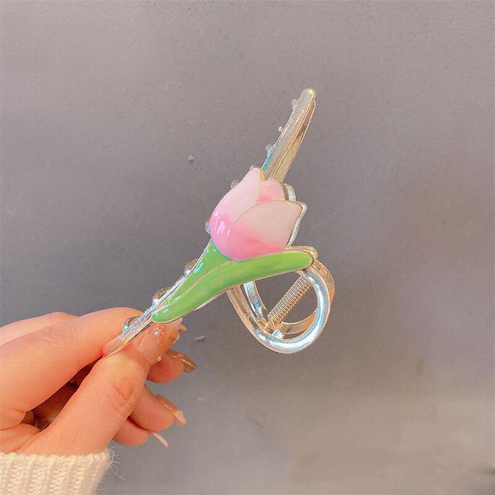 Kẹp Tóc Càng Cua Hình Hoa Tulip Bằng Kim Loại Dễ Thương Cho Nữ