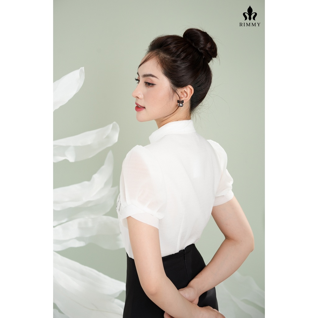 Áo Sơ Mi Họa Tiết Trái Tim Heri Shirt By Rimmy Phối Tay Tơ Thanh Lịch