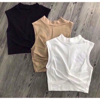 Áo ba lỗ croptop xoắn eo