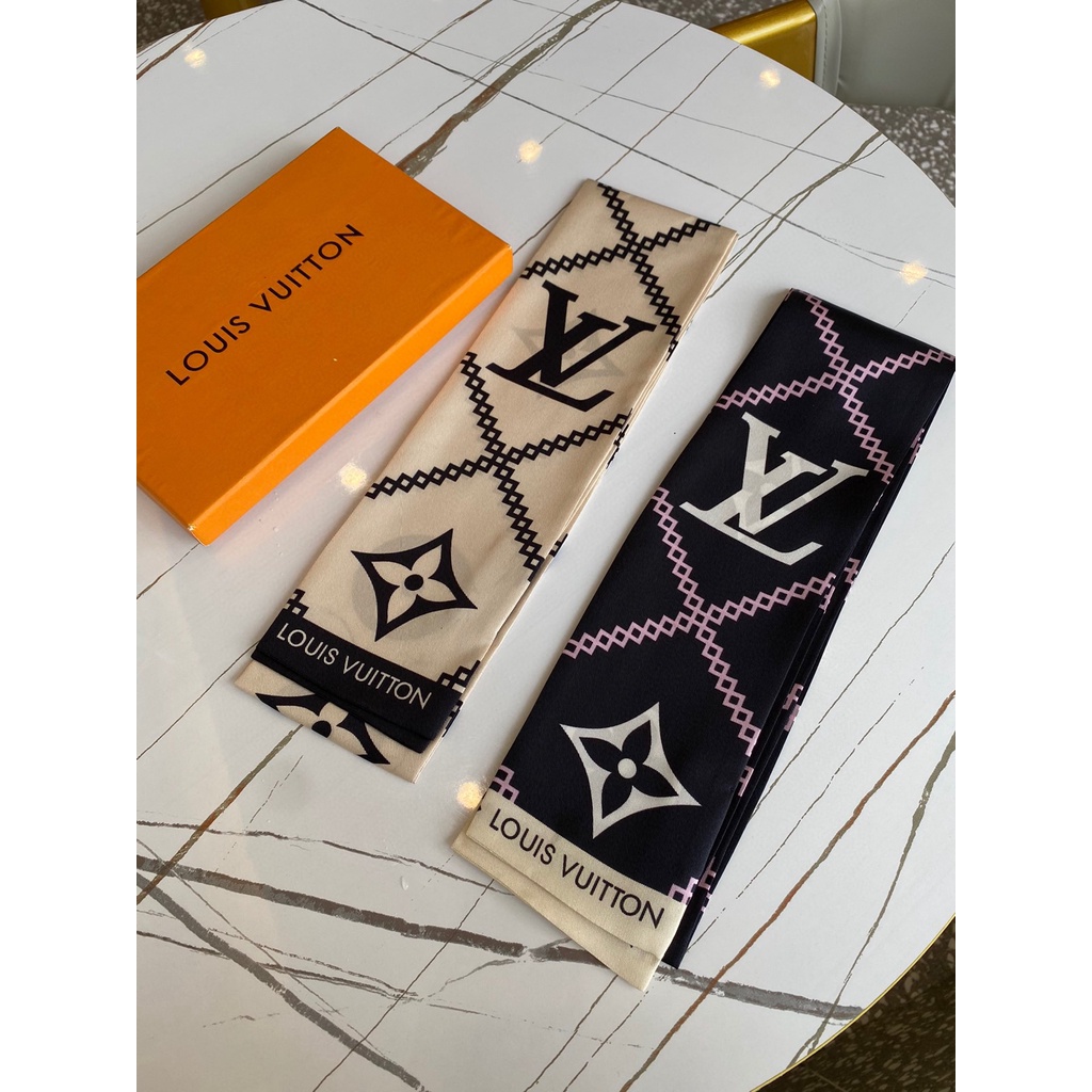 Khăn Quàng Cổ / Khăn Quàng Cổ / Túi Xách Bằng Lụa In Chữ Màu Đen / Be Phong Cách Cổ Điển Thời Trang 2022 Cho Nữ