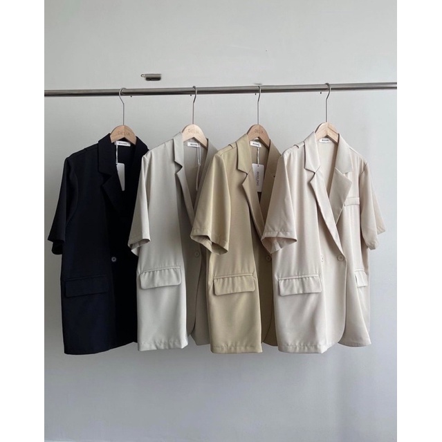 Áo Blazer tay ngắn fom rộng vạt chéo hàng quảng châu