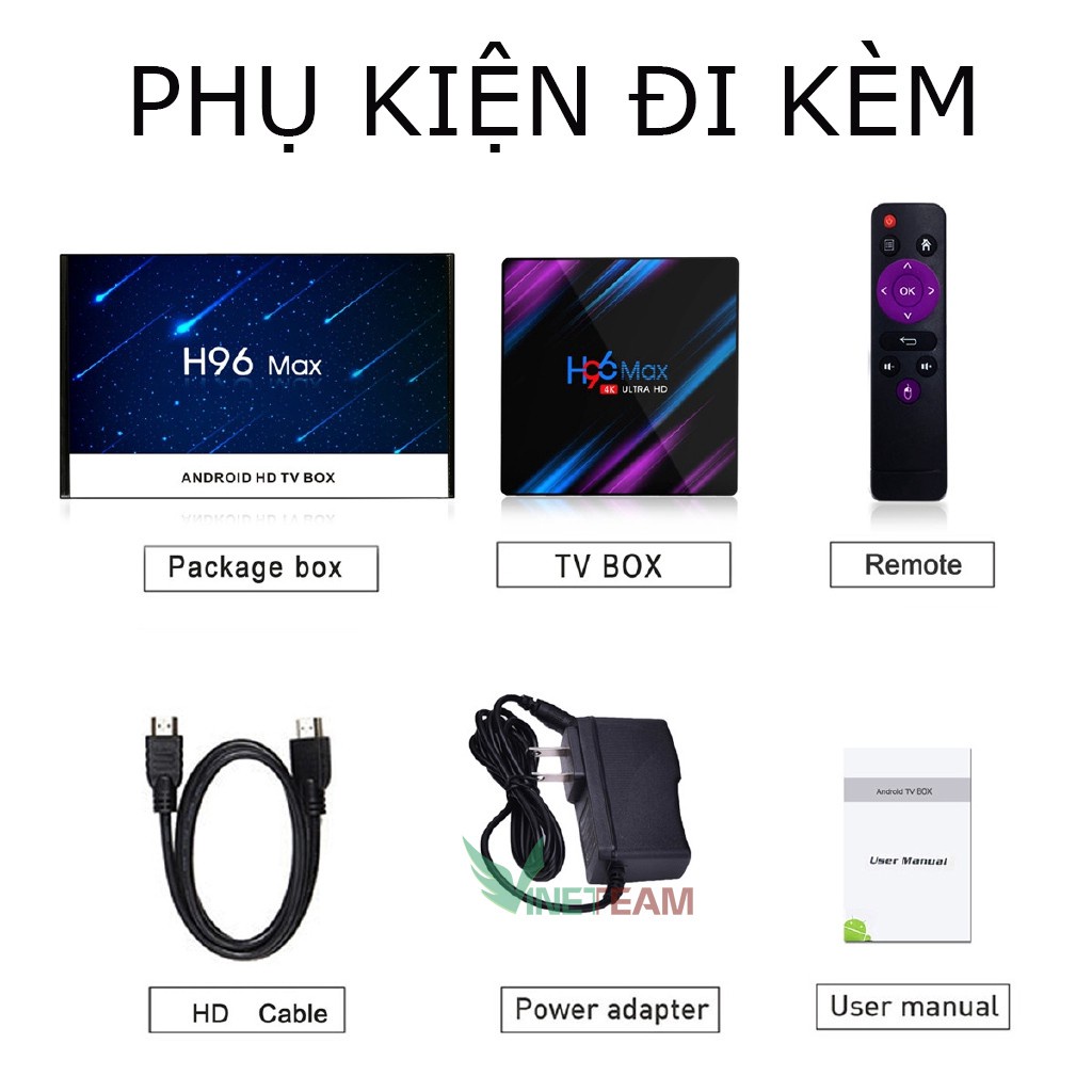 Hộp tivi thông minh H96 Max Android 9.0 RK3318 Dual WiFi Bluetooth 4.0 KODI 18.1