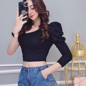 Áo kiểu lệch vai xinh nhúm phồng thun đẹp xinh xinh