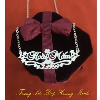 Dây chuyền khắc tên theo yêu cầu mix cỏ 4 lá may mắn