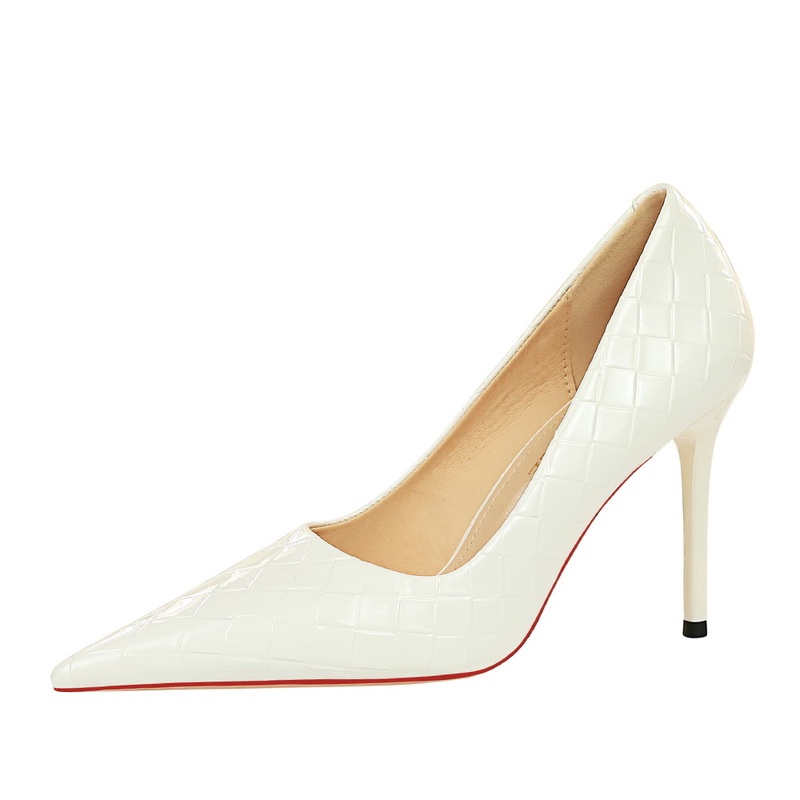 Giày cao gót 9.5cm BIGTREE 1932-1 da bóng mũi nhọn miệng nông thời trang cho nữ