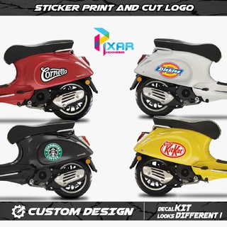 Miếng Dán In logo cornetto dickies kitkat vespa honda moslem fino Cao Cấp