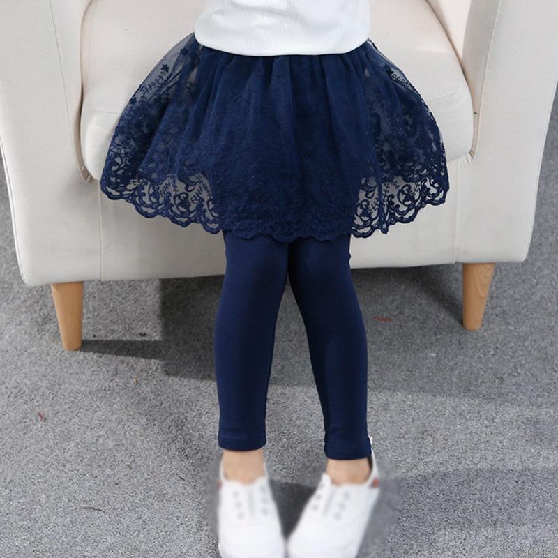 Quần legging cotton giả váy phối ren phong cách Hàn Quốc xinh xắn cho bé gái