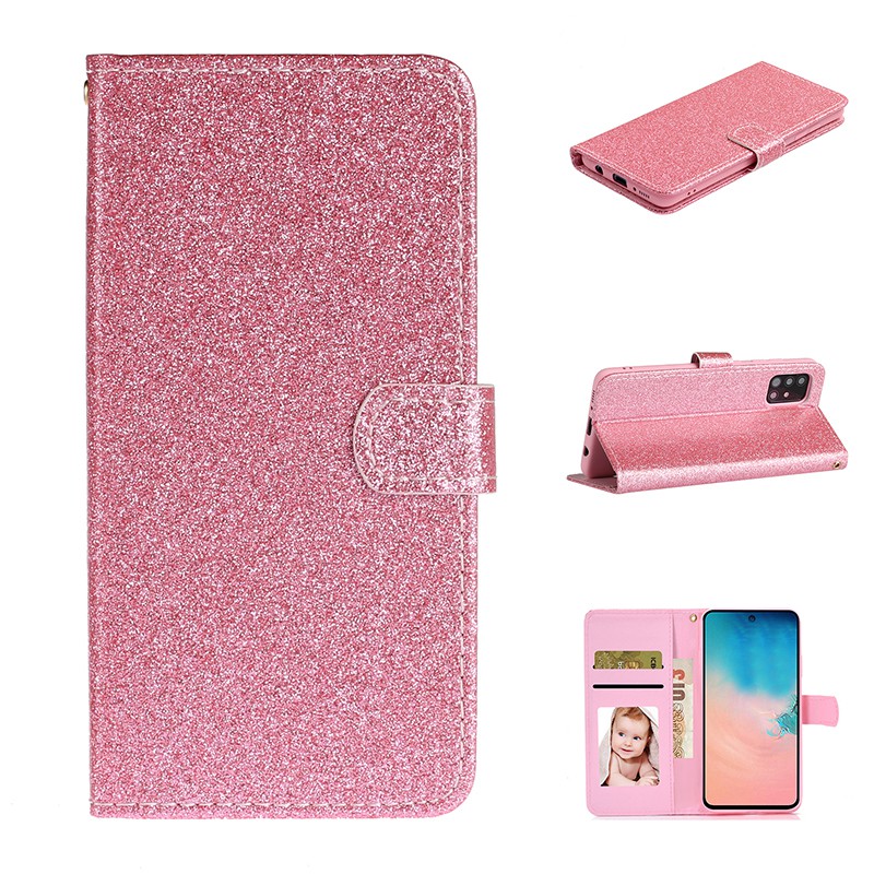 Bao da điện thoại dẻo dạng ví chống va đập lấp lánh cho SAMSUNG GALAXY A71 A51 S20 PLUS ULTRA