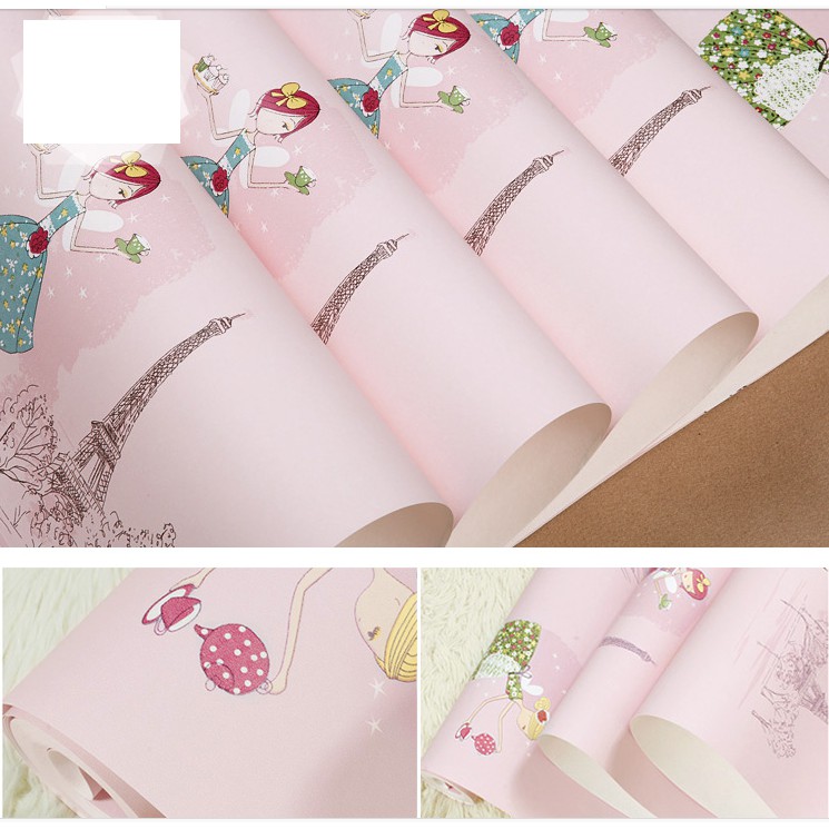 1m Giấy dán tường sẵn keo khổ 45cm Công chúa nhỏ cực tốt