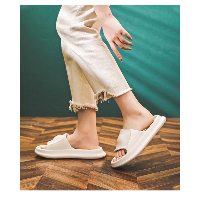 Dép bánh mì unisex, Dép nữ quai ngang chất liệu EVA hai màu trắng đen trơn size kép 36-43  DC04