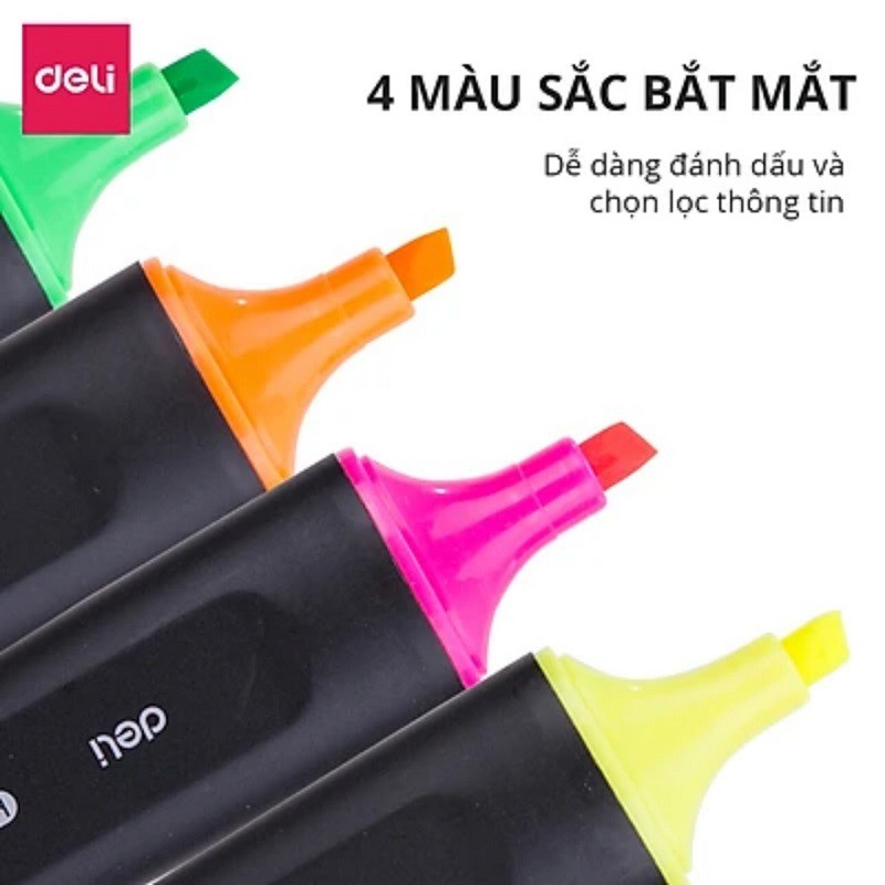 Bộ sưu tập 4 màu bút dạ quang nhớ dòng Deli ES600