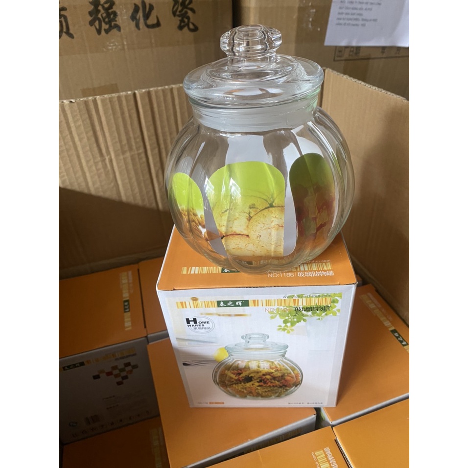 HŨ HỘP THỦY TINH BÍ NGÔ NẮP THỦY TINH