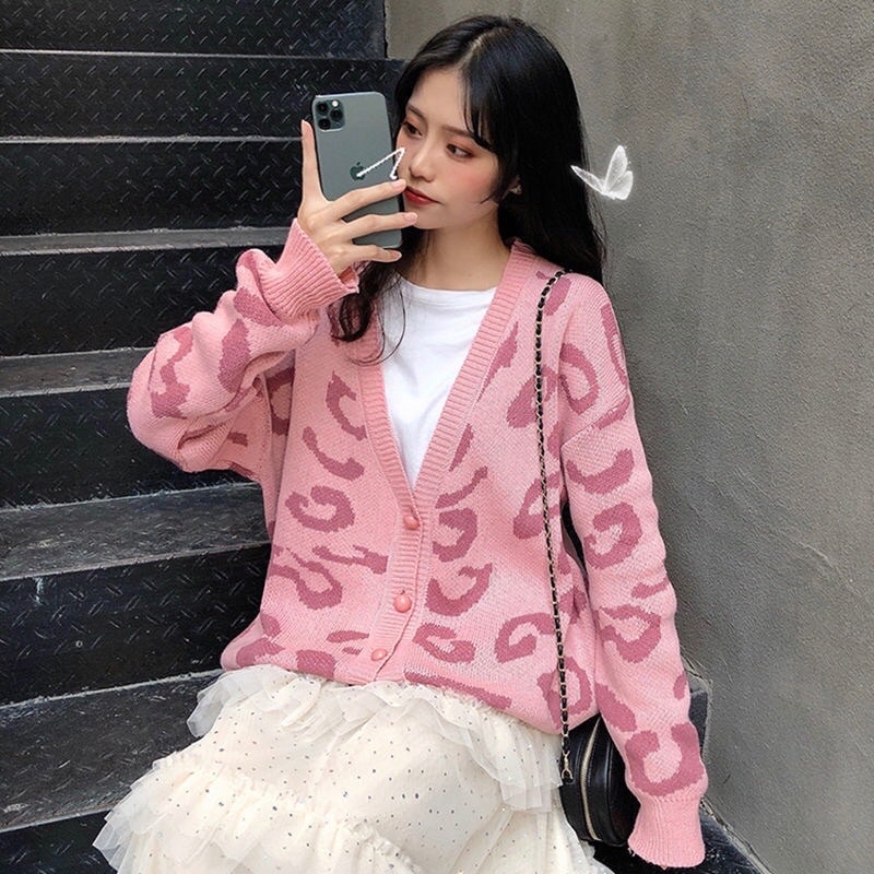 KHOÁC CARDIGAN ĐỐM HỒNG/ĐEN/BE/KEM