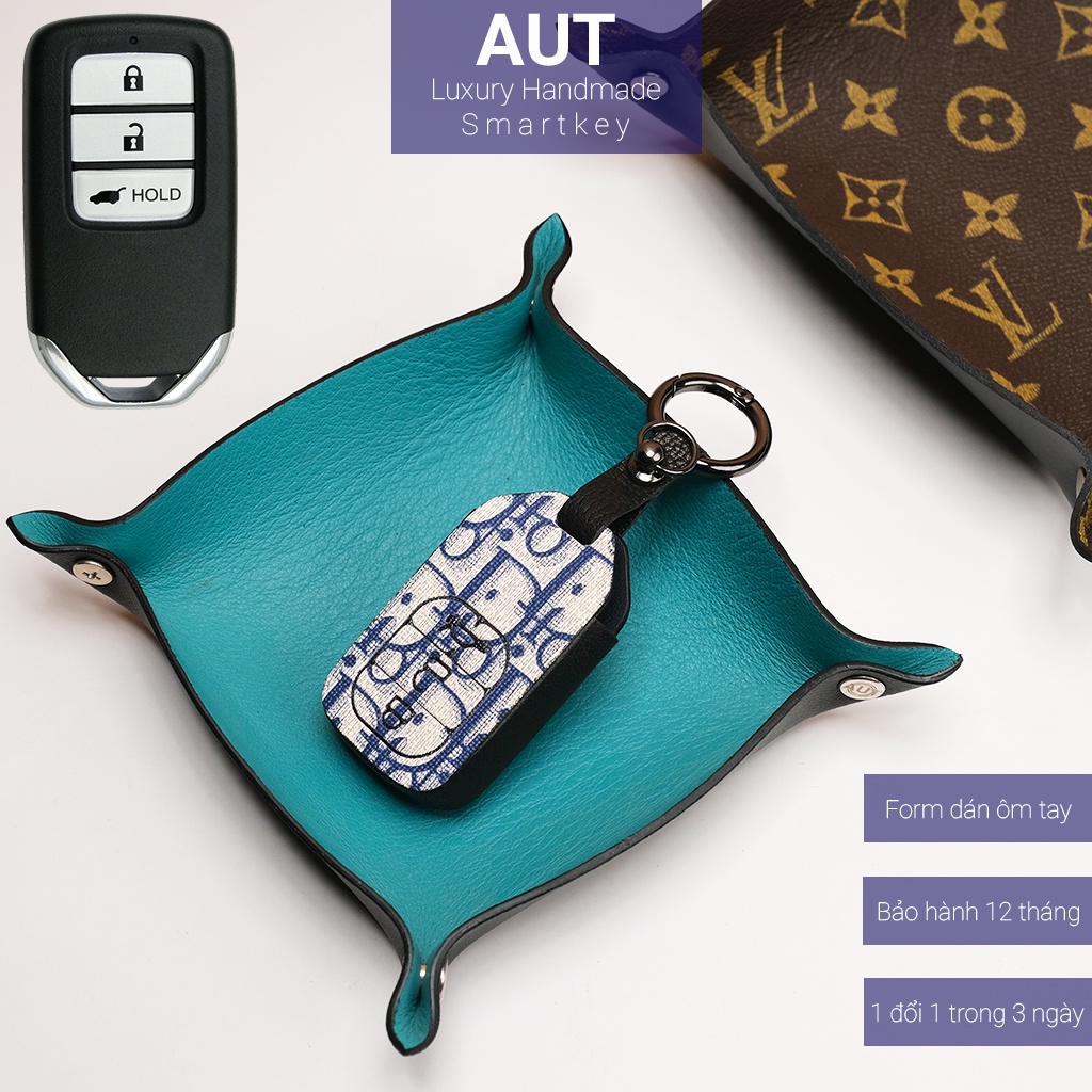 Ốp da chìa khóa ô tô Honda Crv City Civic 3 nút bấm Dior handmade H3 AD