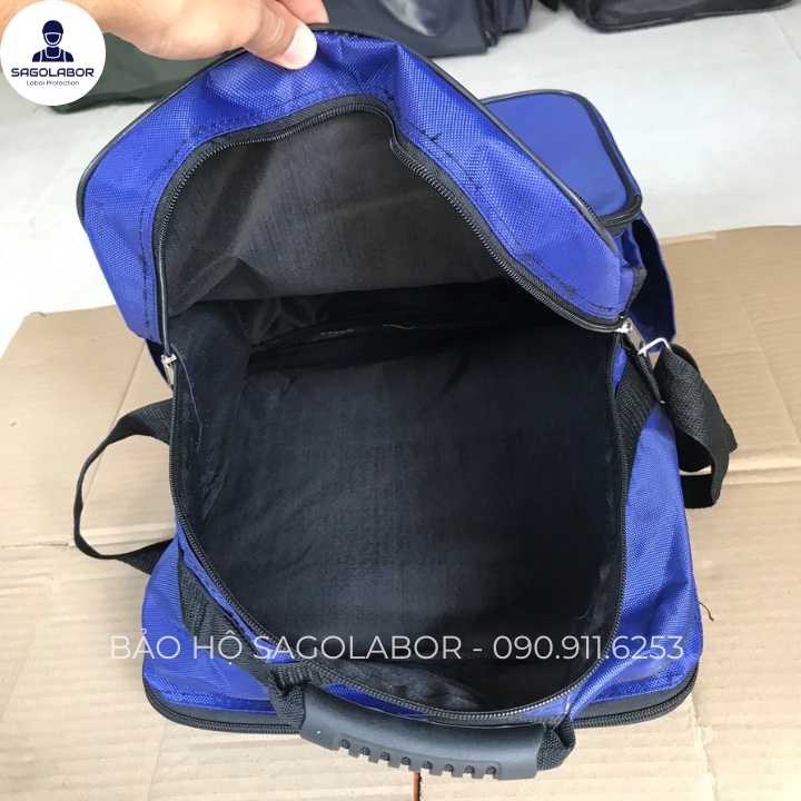 Túi đơn đựng đồ nghề dụng cụ vải dù dày lót nhựa cứng 40x30x20cm màu xanh dương dành cho thợ điện lực EVN