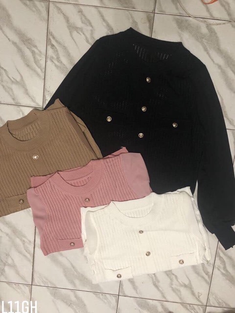 Áo len tay lưới 2 túi