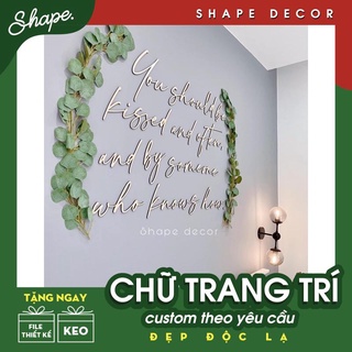 [bộ chữ gỗ dán nổi] dễ dàng tự dán [có thể thay đổi chữ theo yêu cầu ]