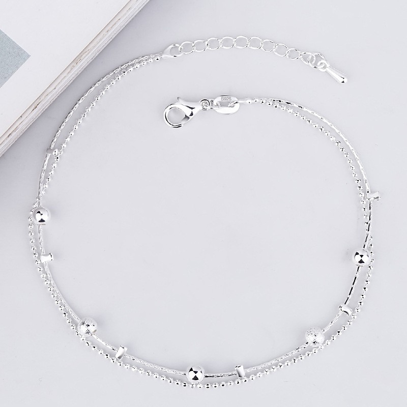 Lắc chân nữ bạc hạt cườm bi đơn giản cổ dễ thương phụ kiện trang sức ulzzang hàn quốc   namimi