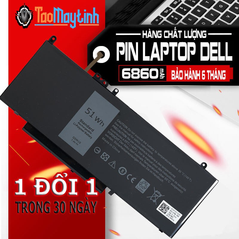 Pin Laptop Dell Latitude E5450 E5470 E5550 E5570 (Type G5M10) - Pin Laptop Dell Precision 3510 (R0TMP FDX8T WTG3T 62Wh)