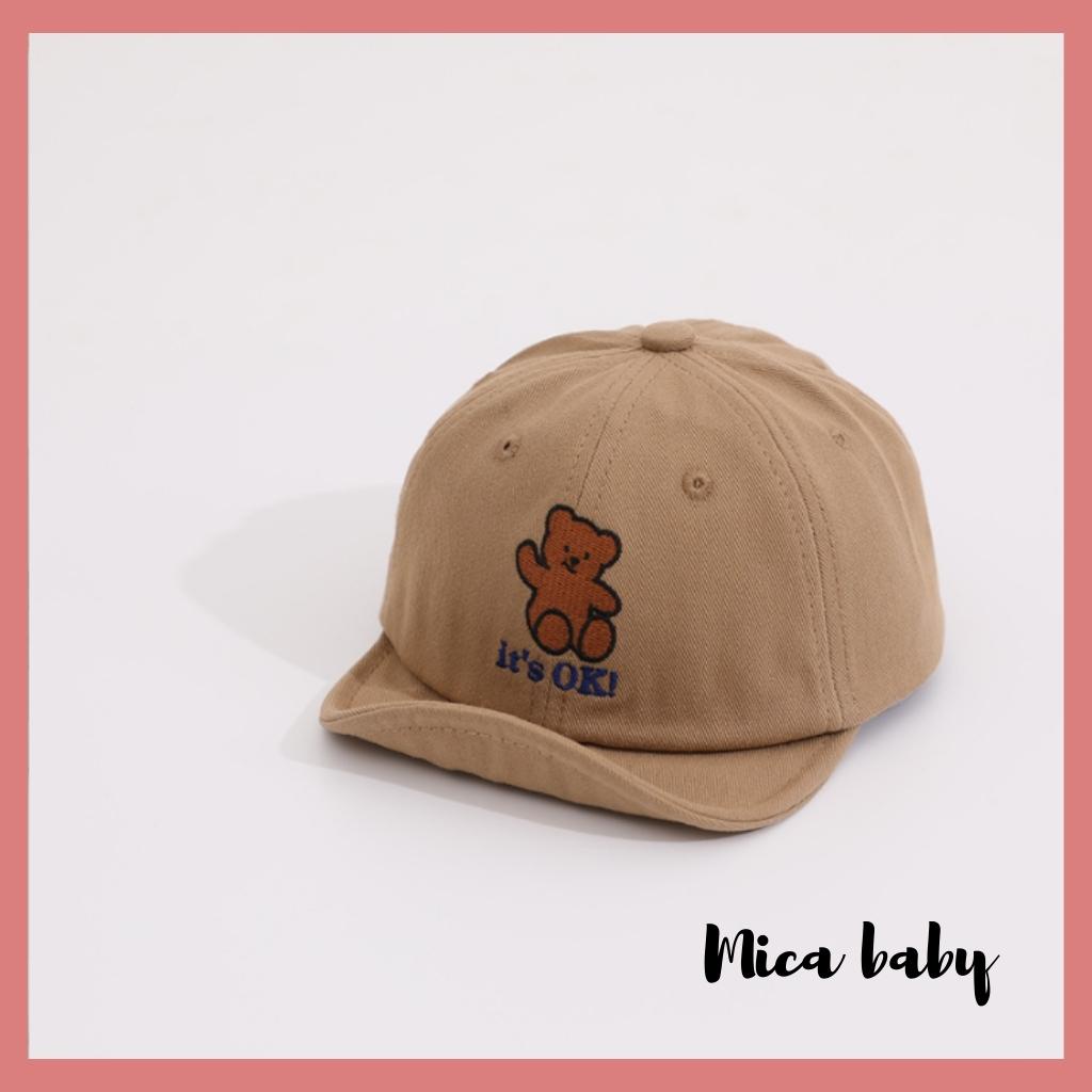 Mũ lưỡi trai hình gấu kèm chữ dễ thương cho bé MH120 Mica Baby