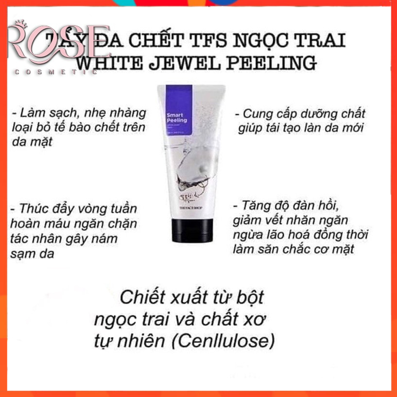 Tẩy Da Chết, Tẩy Tế Bào Chết Mặt The Face Shop ⚡⚡ Hàn Quốc TFS White Jewel Peeling Ngọc Trai 120ml