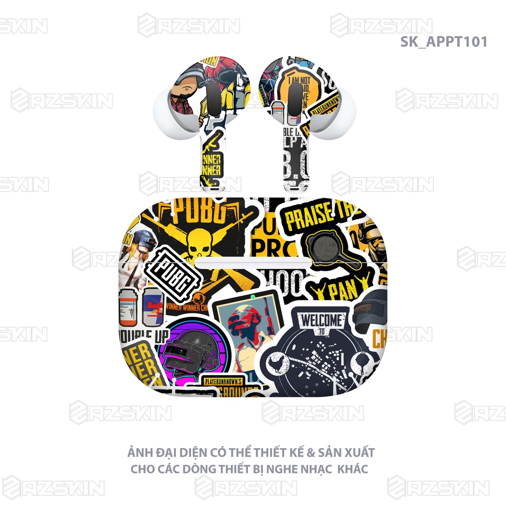 Dán Skin Hình Airpod 1/2/Pro Mẫu Sticker PUBG |SK_APPT101| Chất Liệu PVC Chống Nước, Bền Màu, Cắt Sẵn Khuôn