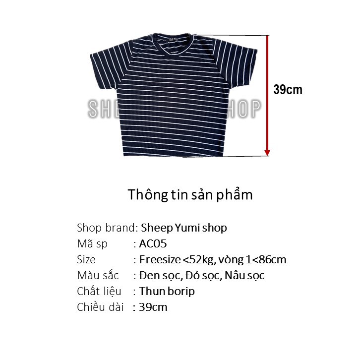 ÁO CROPTOP SỌC NGANG THUN TĂM TAY NGẮN SHEEP YUMI SHOP AC05