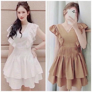 Đầm chít eo dáng xoè tay cánh tiên