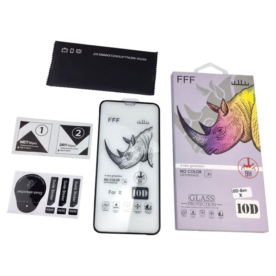 KÍNH CƯỜNG LỰC IPHONE FULL MÀN 10D CHÍNH HÃNG TÊ GIÁC LOẠI 1 FULL BOX