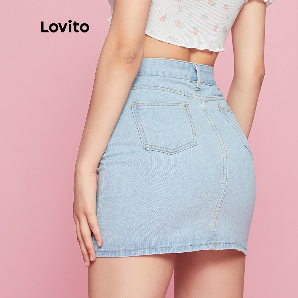 Váy Lovito lưng cao có túi màu trơn đơn giản L090 – >>> top1shop >>> shopee.vn