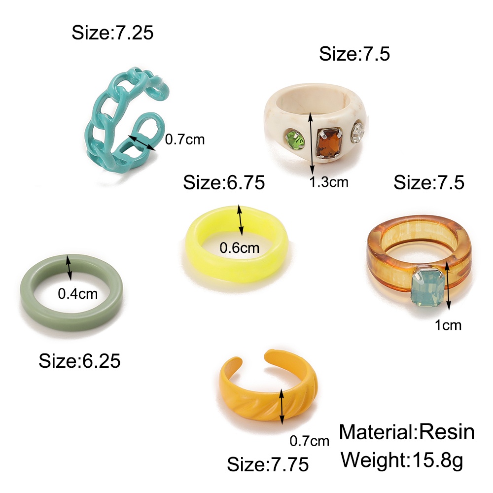 IF ME Set 6 Nhẫn Đính Đá Thời Trang Dành Cho Nữ