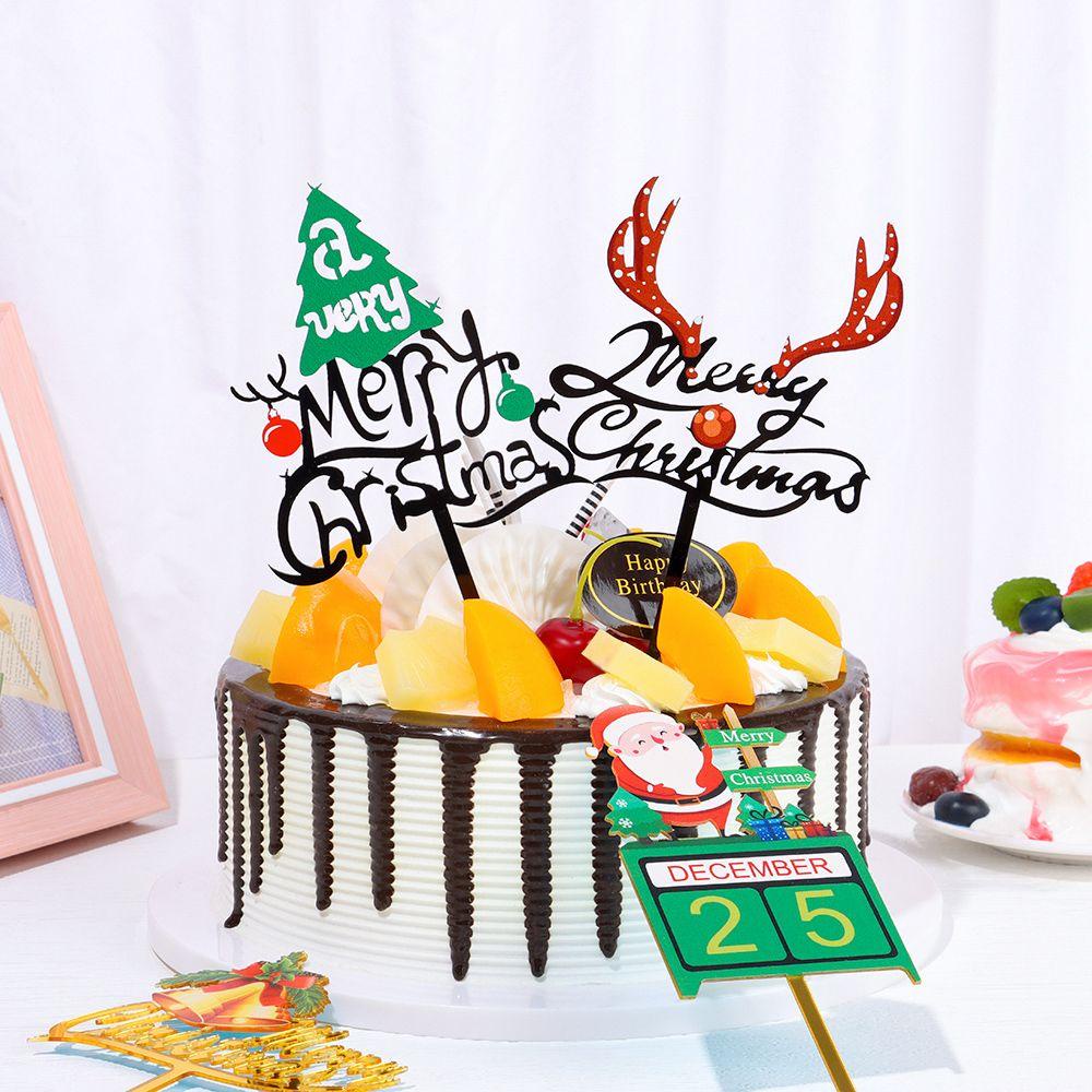 YNATURAL Topper Trang Trí Bánh Kem Hình Giáng Sinh