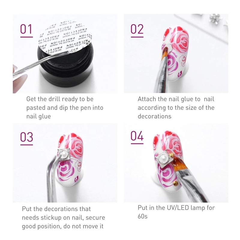 Gel keo dán móng MODELONES màu thủy tinh trong suốt dùng đính các phụ kiện trang trí móng 5G