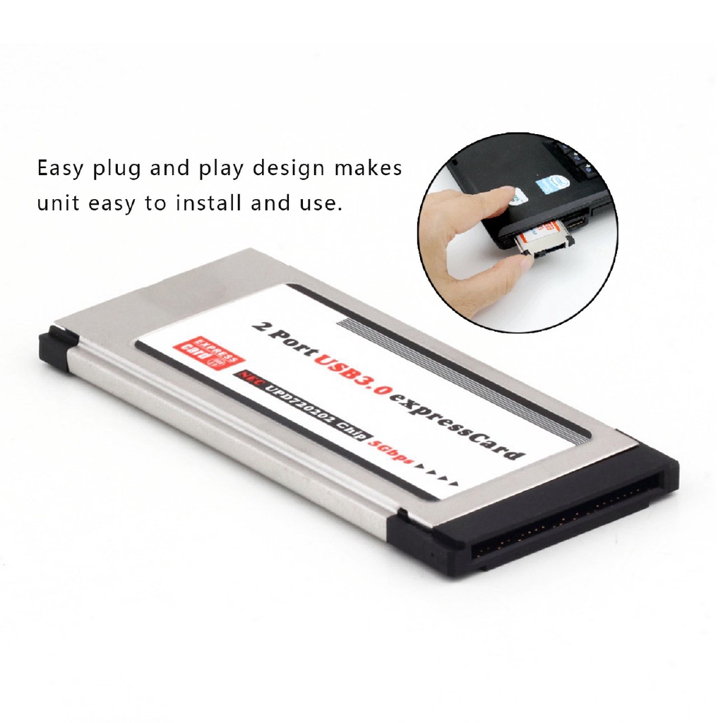 E High Full Speed Express Card Expresscard to USB 3.0 2 Port Adapter Converter