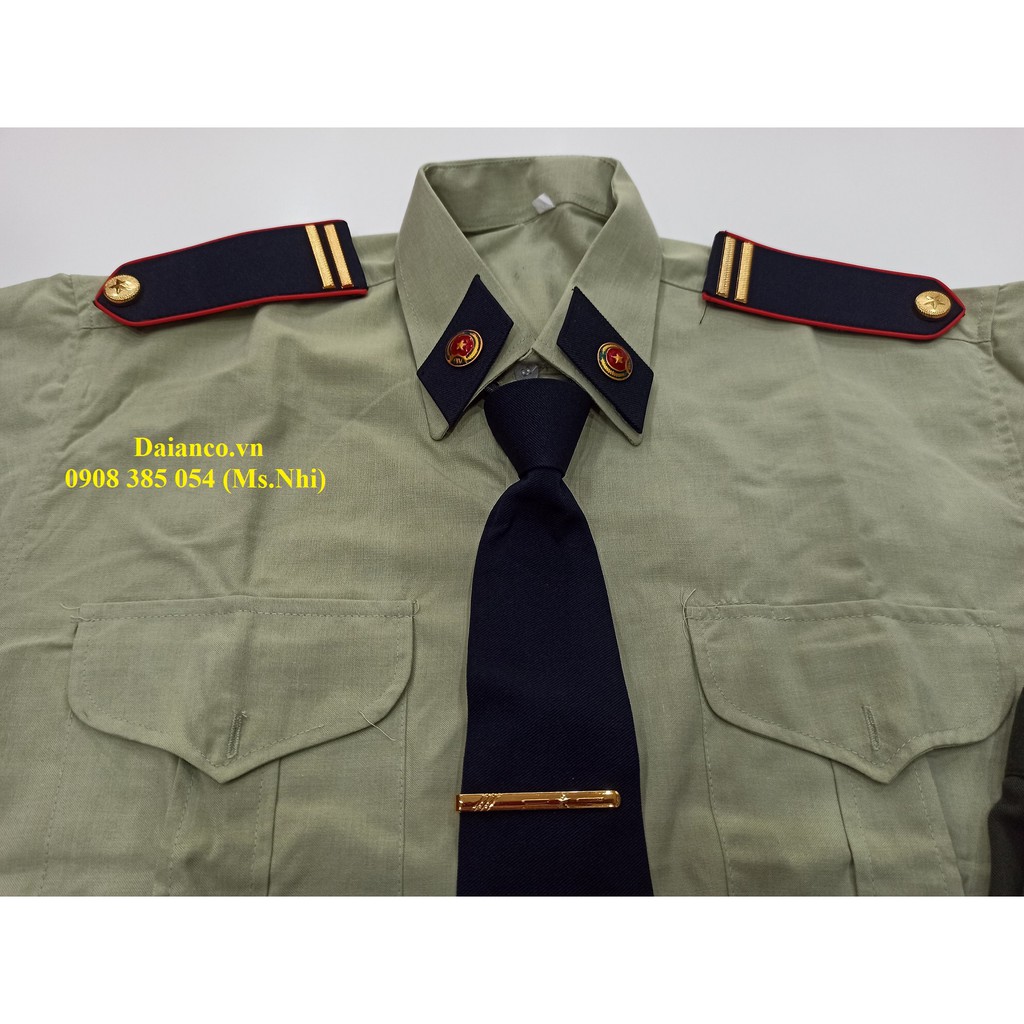 [HCM] Combo Áo và phụ kiện đồng phục bảo vệ màu xanh rêu- Hình thật