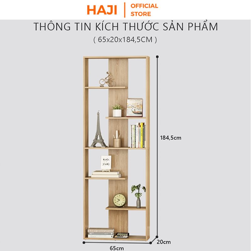 Kệ sách gỗ để sàn chắc chắn chống đổ kiểu dáng hiện đại thương hiệu HAJI A216