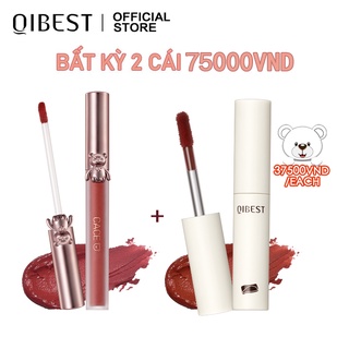 Son kem lì QIBEST 2.5g chất nhung mịn mượt 15 màu tuỳ chọn dễ thoa họa tiết gấu dễ thương