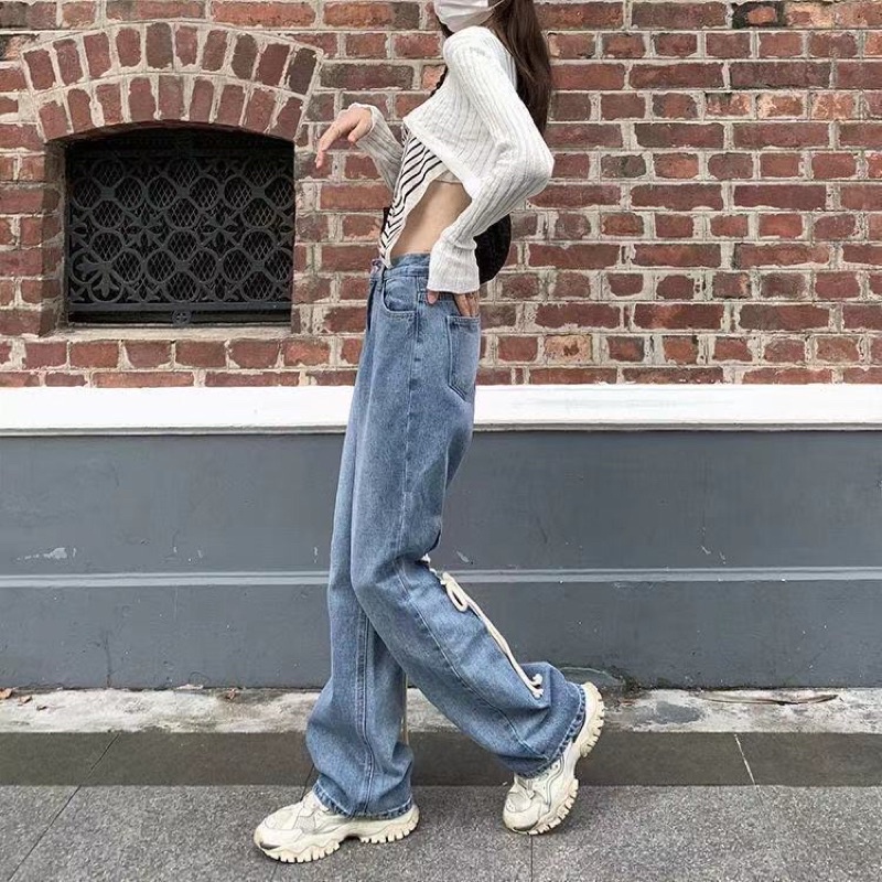 Quần Jeans Ống Loe Thắt Nơ Sau Lưng Cao Phong Cách Retro Cực Cá Tính