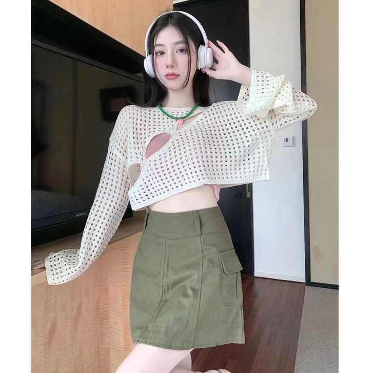 Áo Dệt Kim Tay Dài Dáng Rộng Thời Trang Hàn Quốc Quyến Rũ Cho Nữ