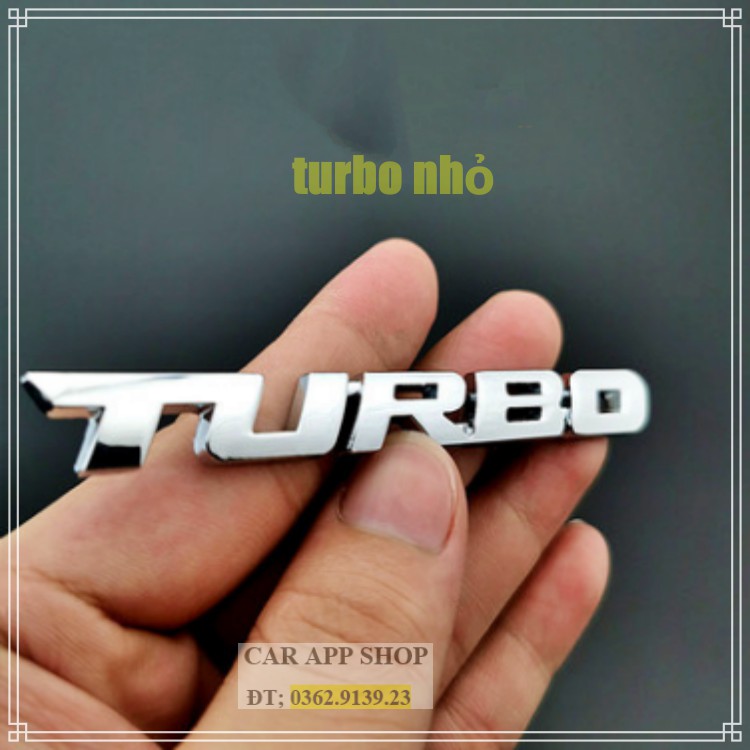 Logo Biểu Tượng TURBO Chữ Thanh Chữ Đậm  Đồ Trang Trí Xe Hơi  Hợp Kim Sáng Bóng