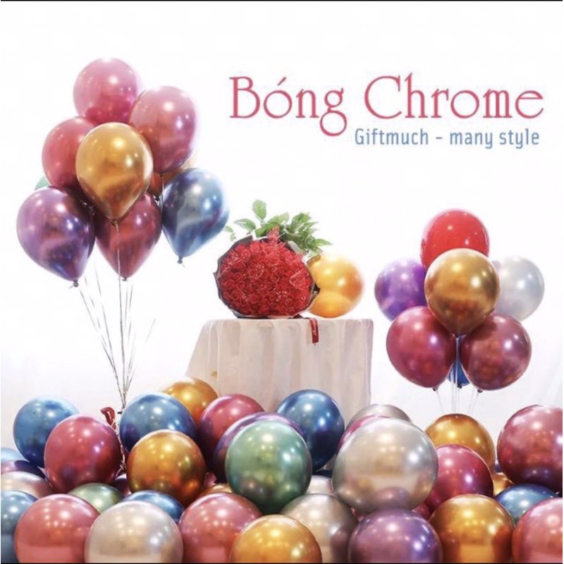 Set 50 Bóng Siêu Nhũ-Crom 10 inch màu chuẩn đẹp trang trí sinh nhật, tiệc cưới, sự kiện, khai trương