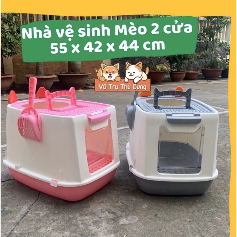 [Freeship]Nhà vệ sinh cho Mèo 2 cửa, chống văng cát, Nhà vệ sinh size lớn cho mèo