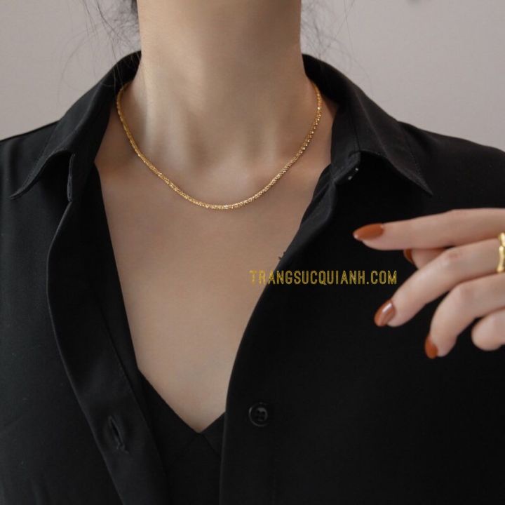 Dây Chuyền Titan Dây Xoắn Không Mặt Màu Vàng